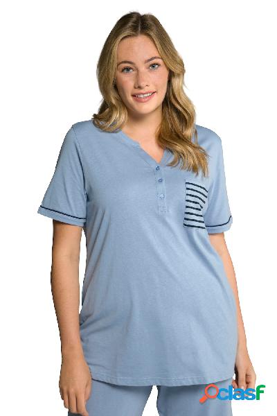 Maglia del pigiama in cotone biologico con scollo a tunica e