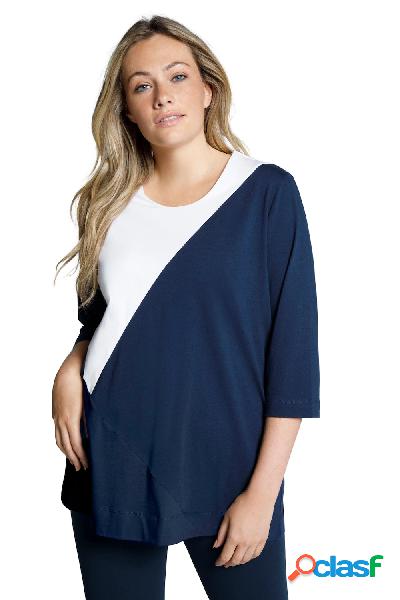 Maglia di cotone biologico in stile color blocking con collo