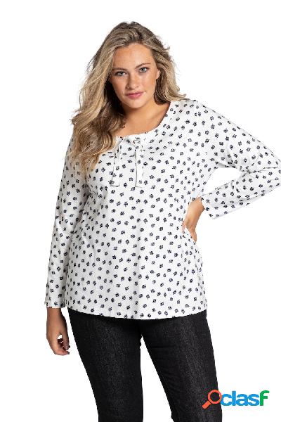 Maglia, fantasia floreale, maniche lunghe, cotone biologico,