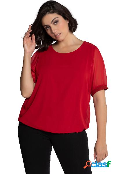 Maglia in chiffon con orlo elastico, top con scollo a