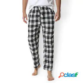 Mens 1 PC Bottom Casual Daily Plaid Cotton Home Casual Check