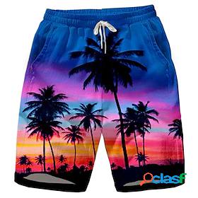 Mens Casual Shorts Mesh Print Chinos Shorts Knee Length