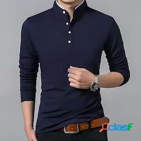 Mens Golf Shirt Solid Color Standing Collar Street Daily