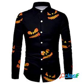 Men's Shirt Monster 3D Print Collar Halloween Casual Long