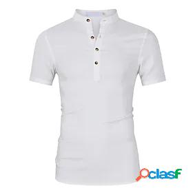 Mens Shirt T-shirt Sleeve Basic Round Neck Thin Summer White
