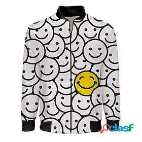 Mens Smile Face Jacket Print 3D Print Casual Daily Basic