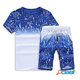 Mens Sweatsuit 2 Piece Set Artistic Style Crew Neck Sport