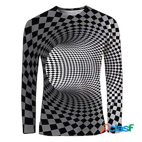 Mens T shirt 3D Print Graphic Optical Illusion Print Long