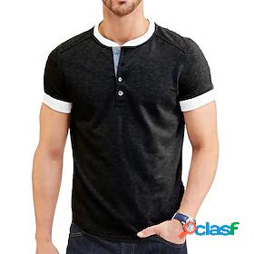 Mens T shirt Color Block Round Neck Medium Spring Summer