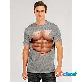 Men's T shirt Graphic 3D Muscle 3D Print Round Neck Daily