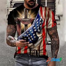 Mens T shirt National Flag 3D Print Round Neck Street Casual