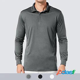 Mens T shirt Shirt Solid Color Button Down Collar Street