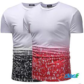 Mens T shirt T-shirt Sleeve Color Block Round Neck Medium