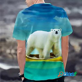 Men's Tee T shirt Graphic Prints Polar Bear 3D Print Round