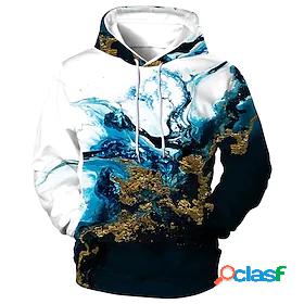 Mens Unisex Color Block Graphic Prints Pullover Hoodie