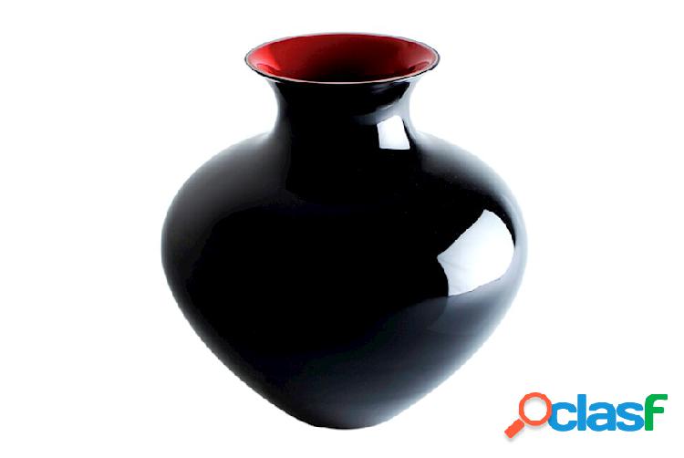 Nasonmoretti Vaso Antares vetro di Murano nero rosso nero