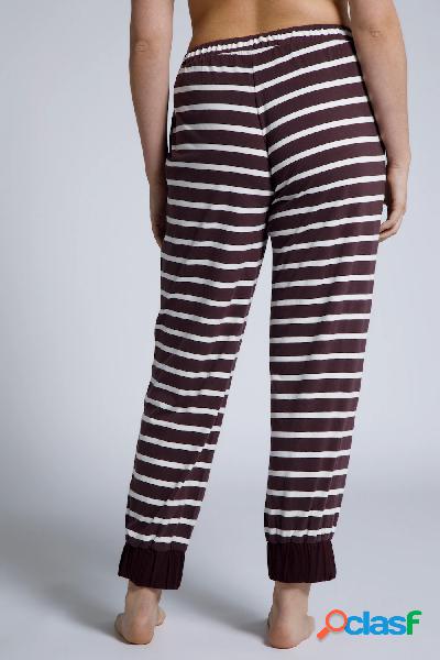 Pantaloni del pigiama di cotone biologico a righe con orli