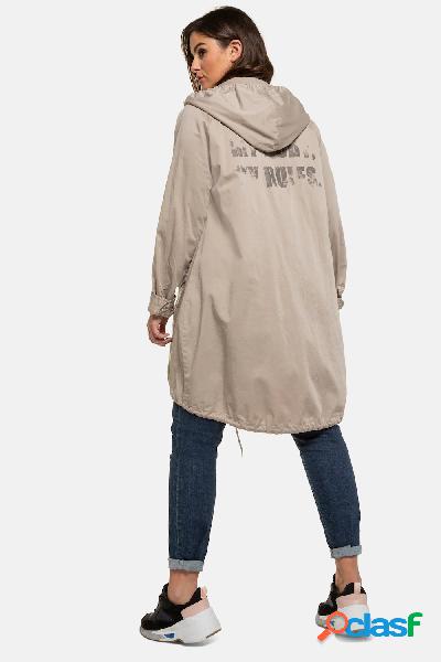 Parka, scritte, cappuccio, effetto used, Donna, Giallo,