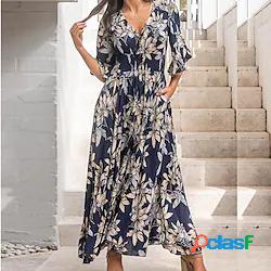 Per donna Abiti in chiffon Vestito maxi Blu marino Mezza