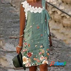 Per donna Abito linea A Abito al ginocchio Verde Senza