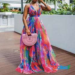 Per donna Abito linea A Vestito maxi Verde Blu Viola Fucsia