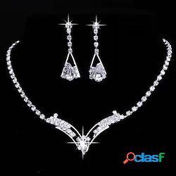 Per donna Bianco Cristallo Collana Set di orecchini Catena