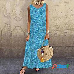 Per donna Vestito a trapezio Vestito maxi Blu Grigio