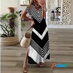 Per donna Vestito a trapezio Vestito maxi Nero Manica corta