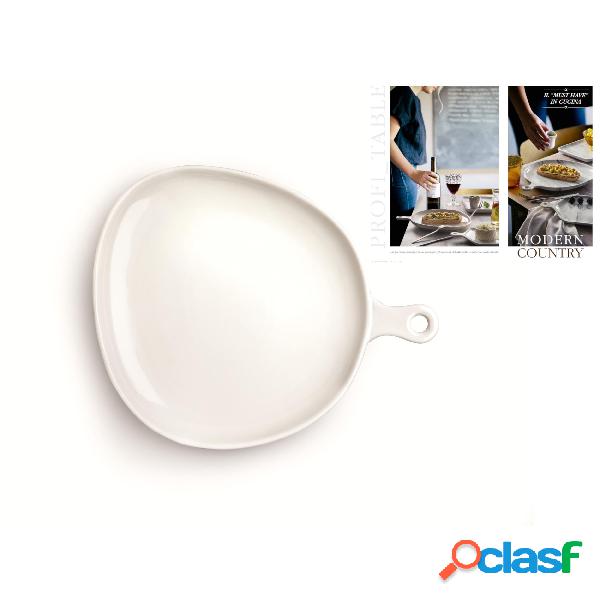 Piatto in porcellana bianca con Manico Profil Tables