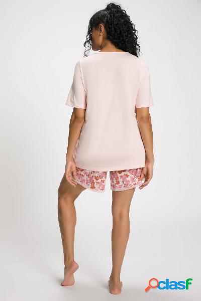 Pigiama corto con scollo a V, mezze maniche e shorts, Donna,