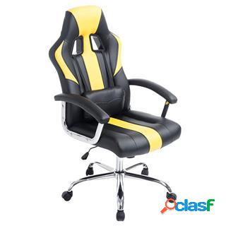 Poltrona Gaming INDOS, Grande Comfort, Pelle, Nero/Giallo