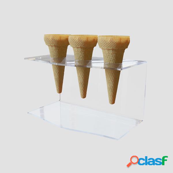 Porta coni gelato in plexiglas da banco 3 fori 22,5x11,5xh13