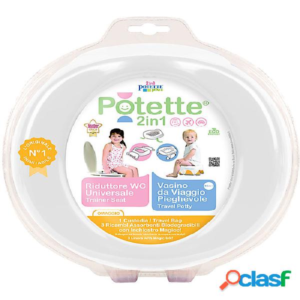 Potette 2 in 1,Vasino da Viaggio e Riduttore WC - Bianco