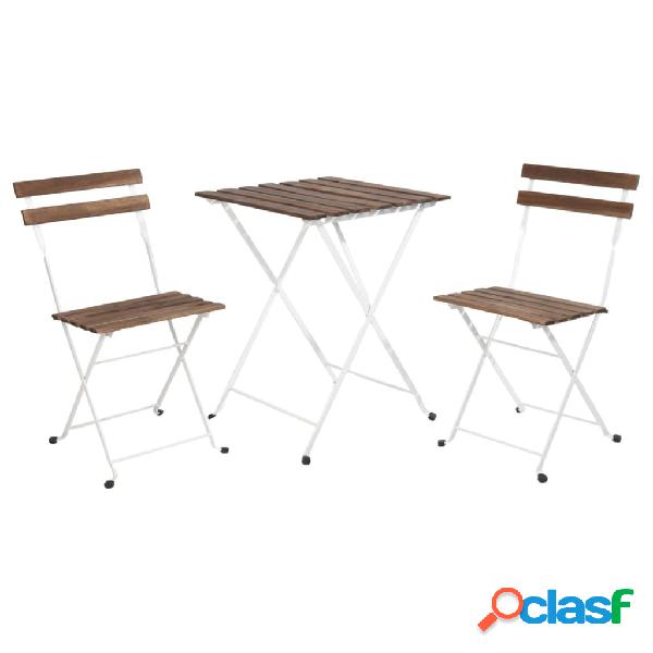 ProGarden Set da Bistrot 3 pz Bianco Opaco e Marrone