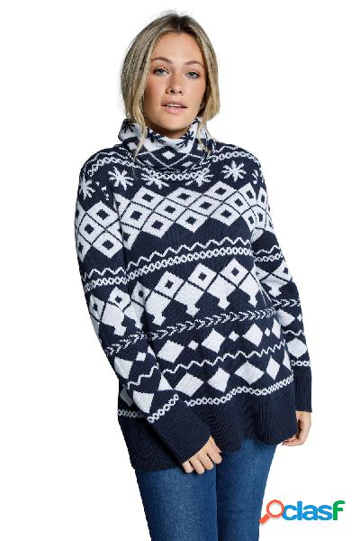 Pullover lavorato a maglia, Donna, Blu, Taglia: 56/58,