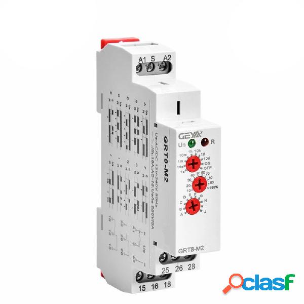 Relè temporizzatore multifunzione GEYA GRT8-M 16A con 10