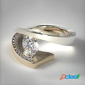 Ring AAA Cubic Zirconia Silver Platinum Plated Alloy 1pc