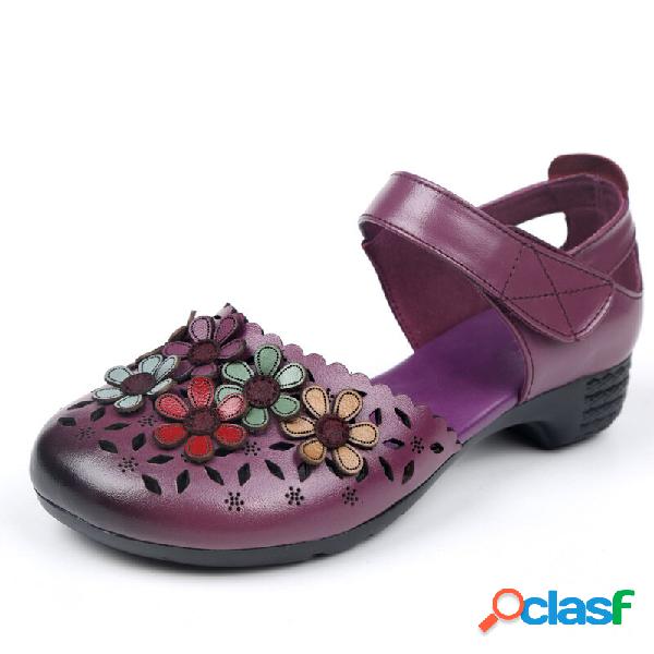 SOCOFY Colorful Fiori Decor Scava Fuori Pelle Di Vacchetta