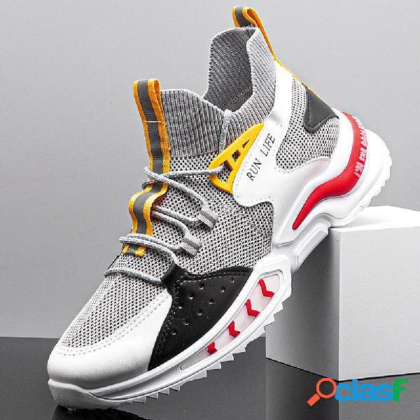 Scarpe da corsa luminose da uomo in maglia a maglia volante