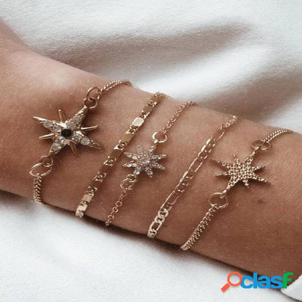 Set di braccialetti con ciondolo in strass geometrico alla