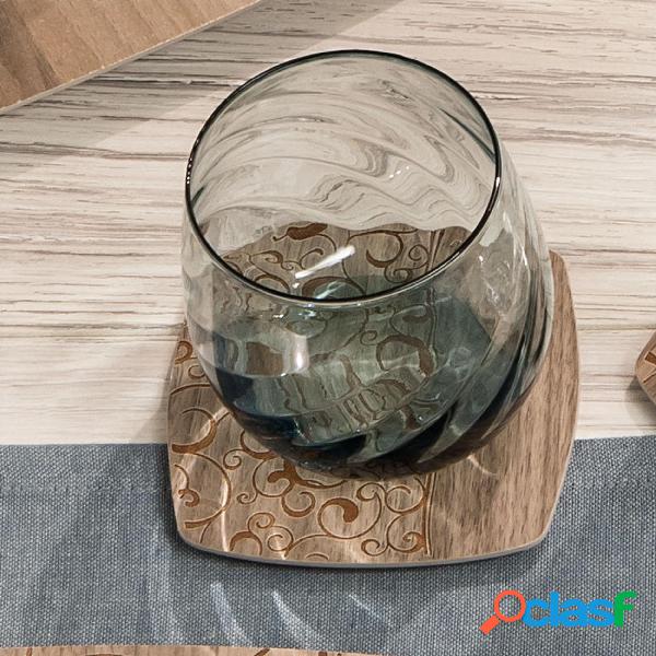 Sottobicchieri in Legno set da sei pezzi 10x10 cm con