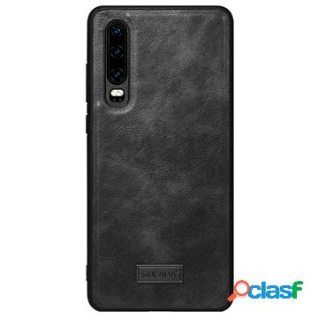 Sulada Leather Coated Huawei P30 TPU Case - Black