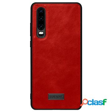 Sulada Leather Coated Huawei P30 TPU Case - Red