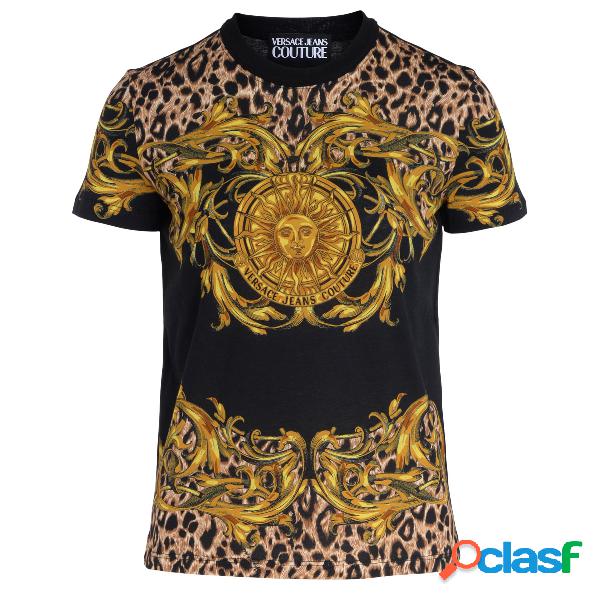 T-Shirt Versace Jeans Couture con stampa Baroque leopardata