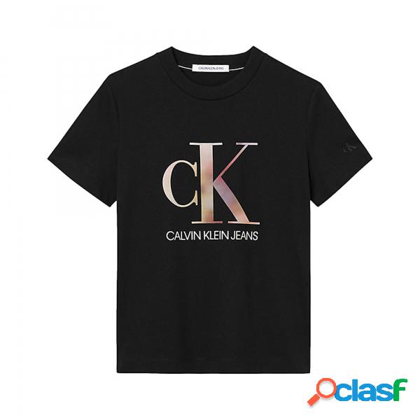T-shirt Calvin Klein in raso accoppiato sfocata Calvin Klein