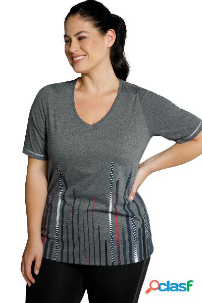 T-shirt classica con righe sullorlo, scollo a V e mezze