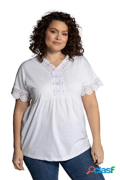 T-shirt, pizzo, oversize, scollo a V, maniche corte, Donna,