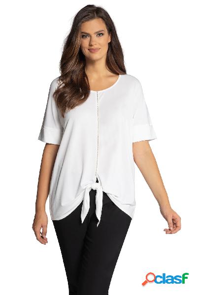 T-shirt, riga di strass, orlo da annodare, mezze maniche a