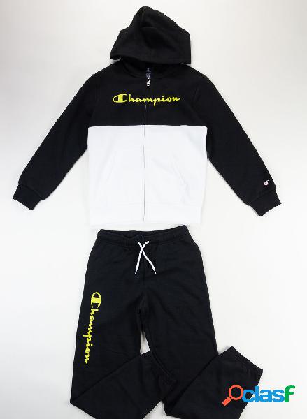 TUTA FULL ZIP CAPPUCCIO COLOR BLOCK RAGAZZO