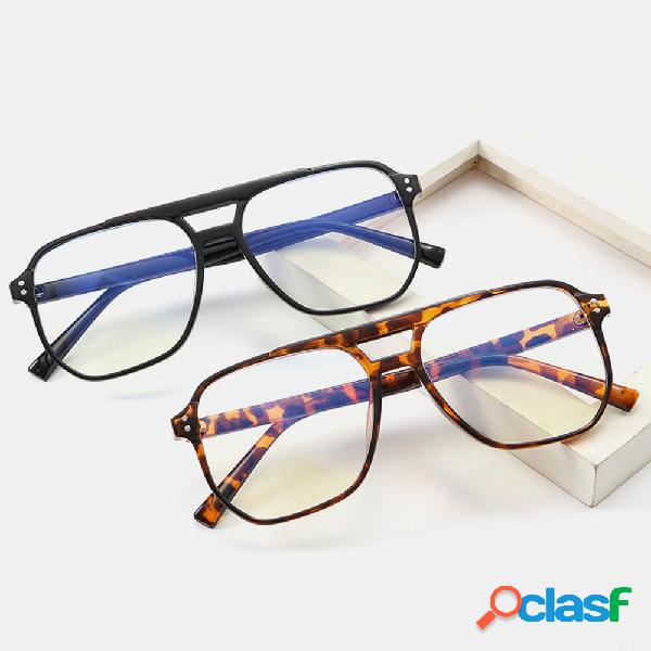 Unisex Double Bridge Large Full Frame Anti-blue Light Retro